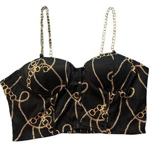 Going For Gold Satin Chain Bustier Top Large